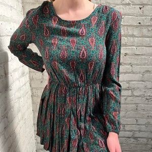 long sleeve paisley dress